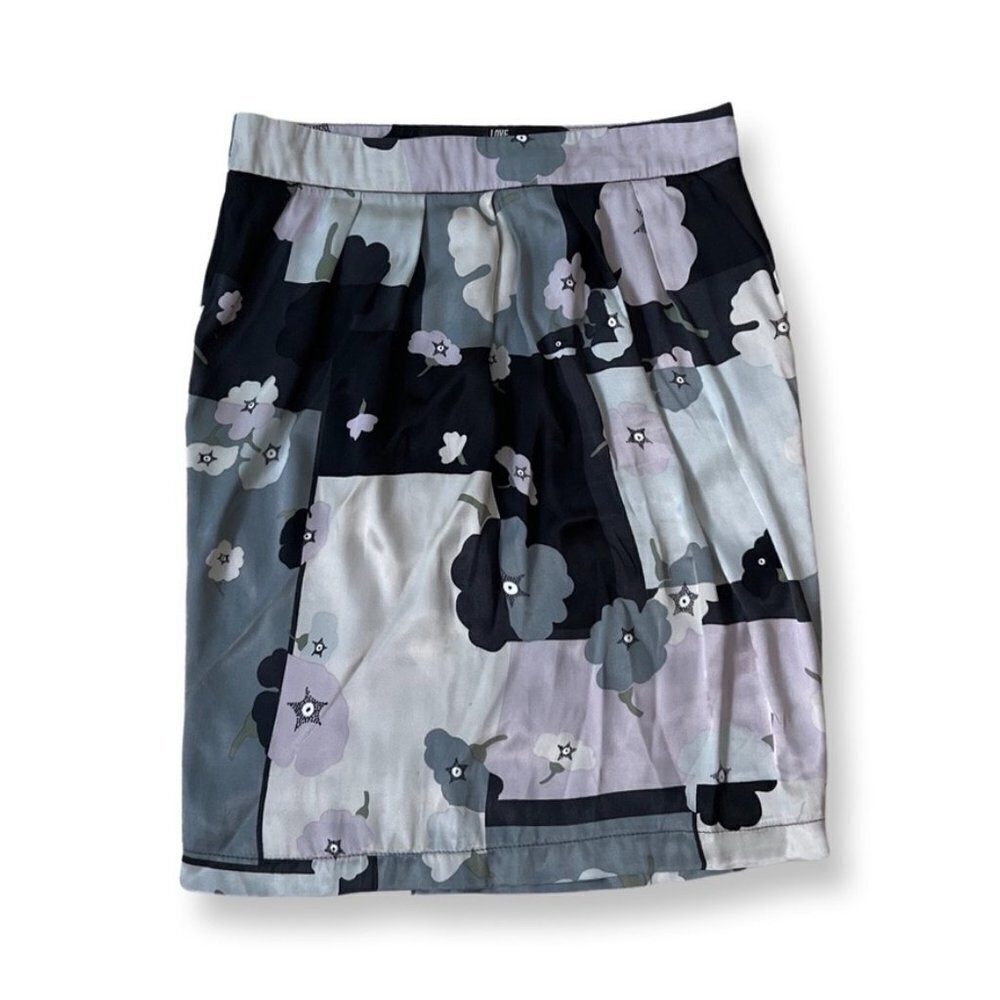 Love Moschino floral print satin fabric midi skirt size 4